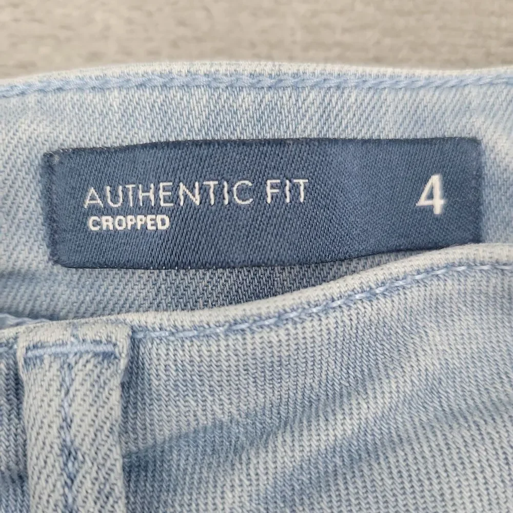 J.Jill Womens Cropped Jeans Size 4 Cuffed Light Blue Wash Authentic Fit 28x25